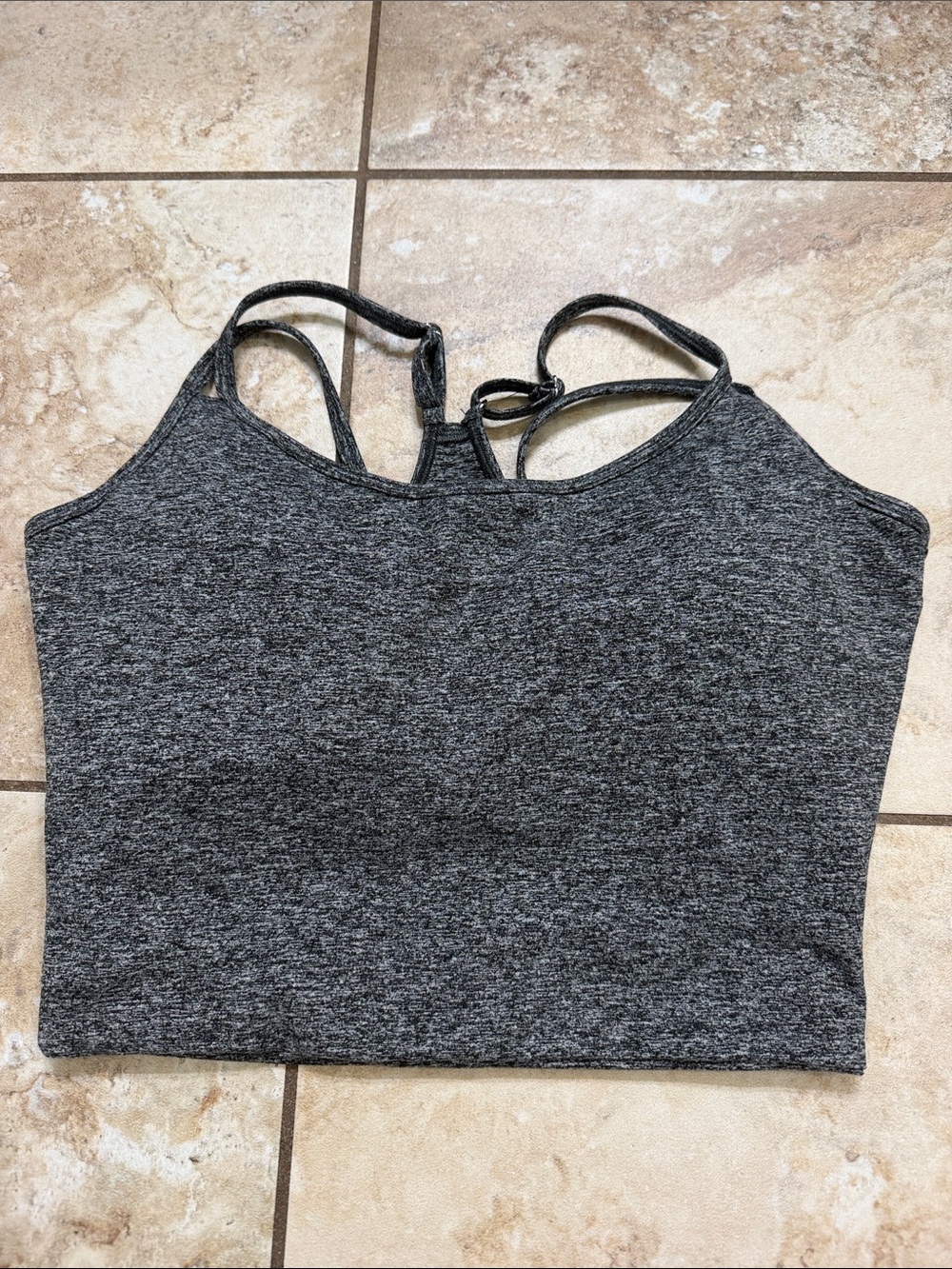 Bombshell Women’s Dark Gray Strappy Crop Tank Top - Picture 2 of 5